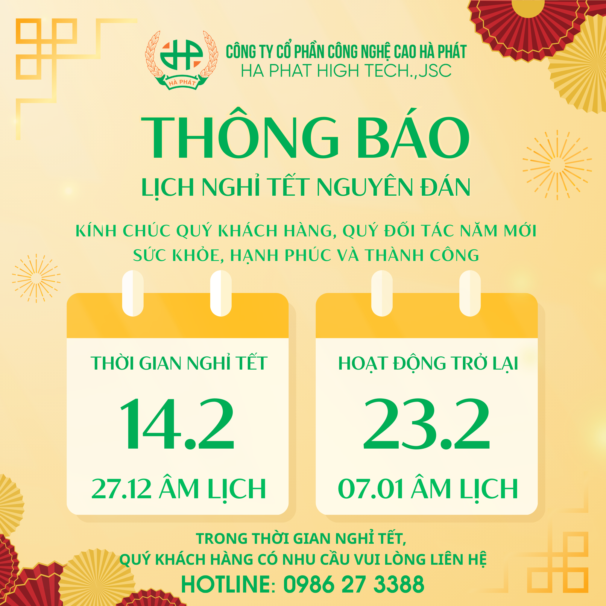 Thông báo nghỉ Tết 2026